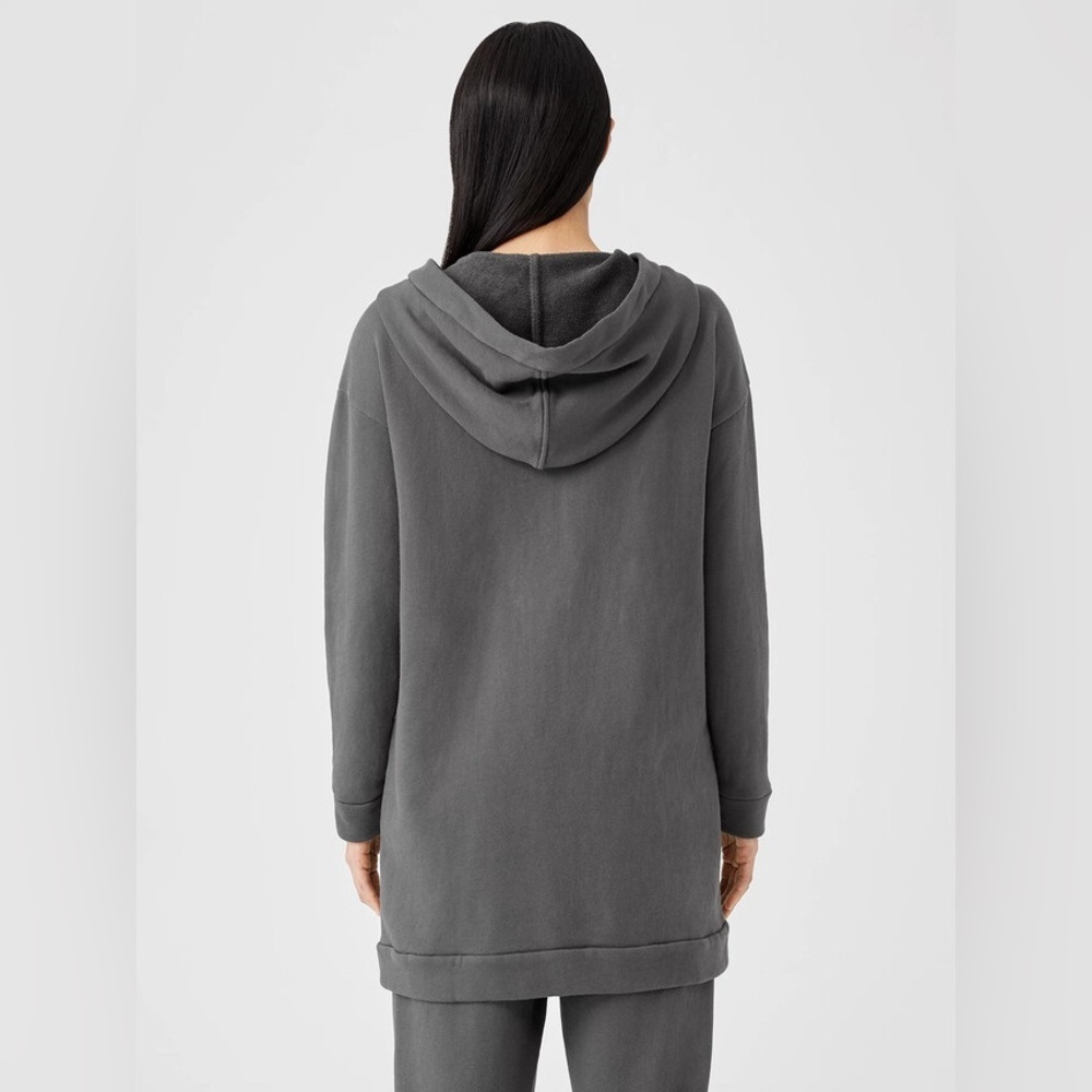 Eileen Fisher Organic Cotton French Terry Hooded Jacket - Picture 7 of 14